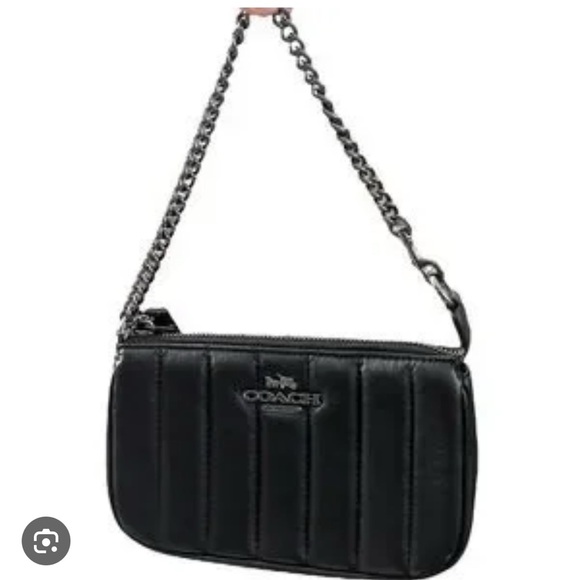 Coach Nolita 19 Black Quilted Leather Wristlet in Black Gunmetal - Picture 1 of 6